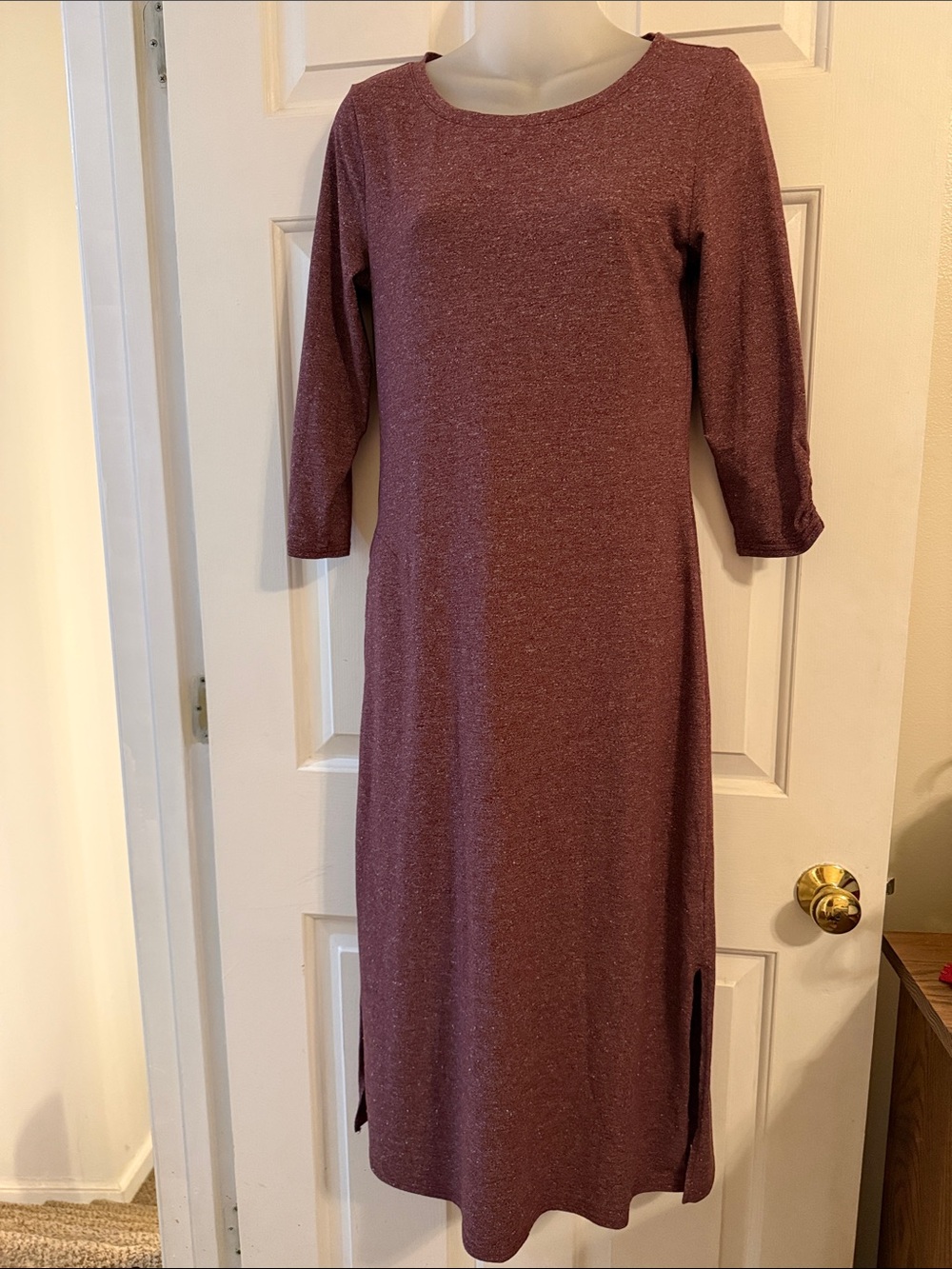 Women’s Toad&Co Heathered Mauve 3/4 Sleeve Midi Dress size Small